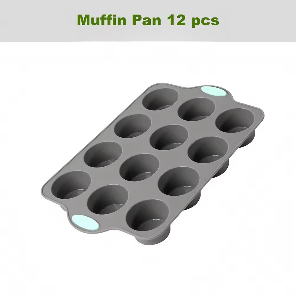 Tavă profesională din silicon – 12 brioșe (Muffin Pan)