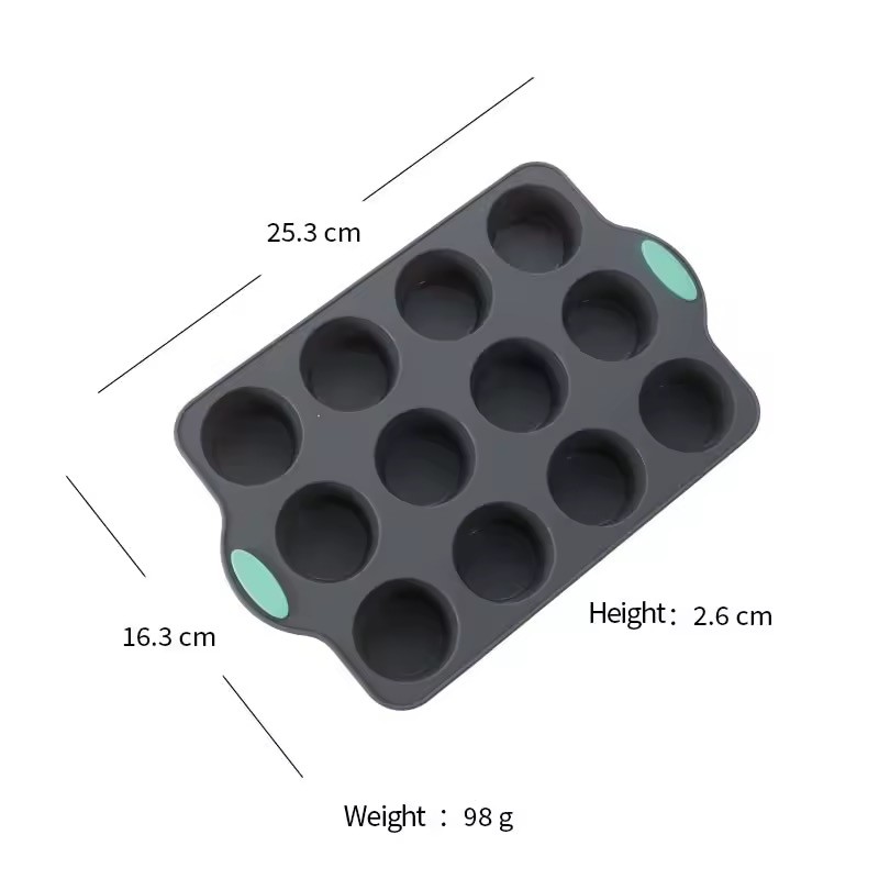 Tavă profesională din silicon – 12 brioșe (Cupcake/Muffin Pan)